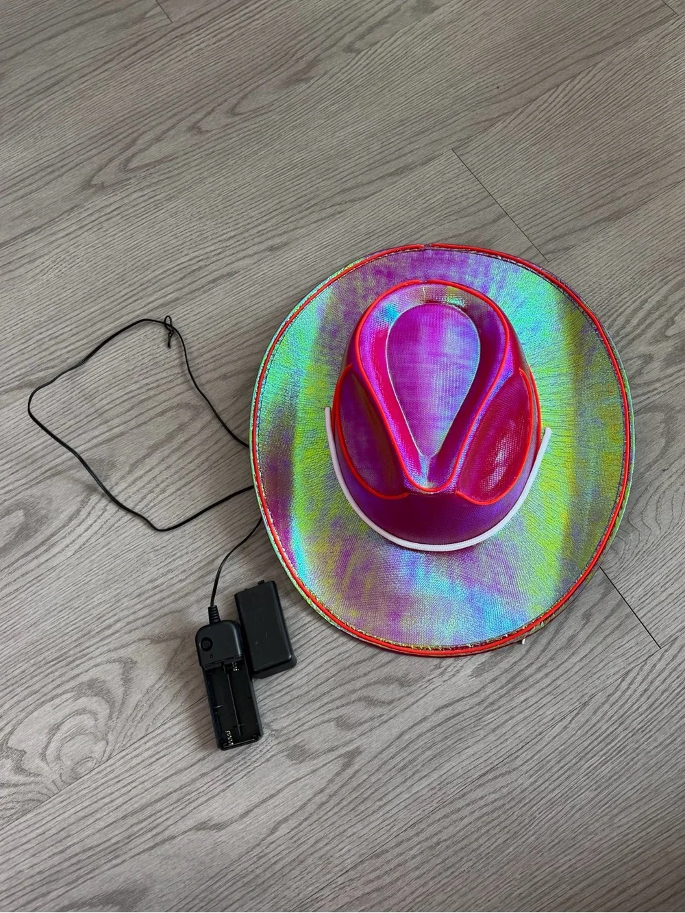 Holographic Pink Cowboy Hat with LED Lighting - VR, AR & Accessories